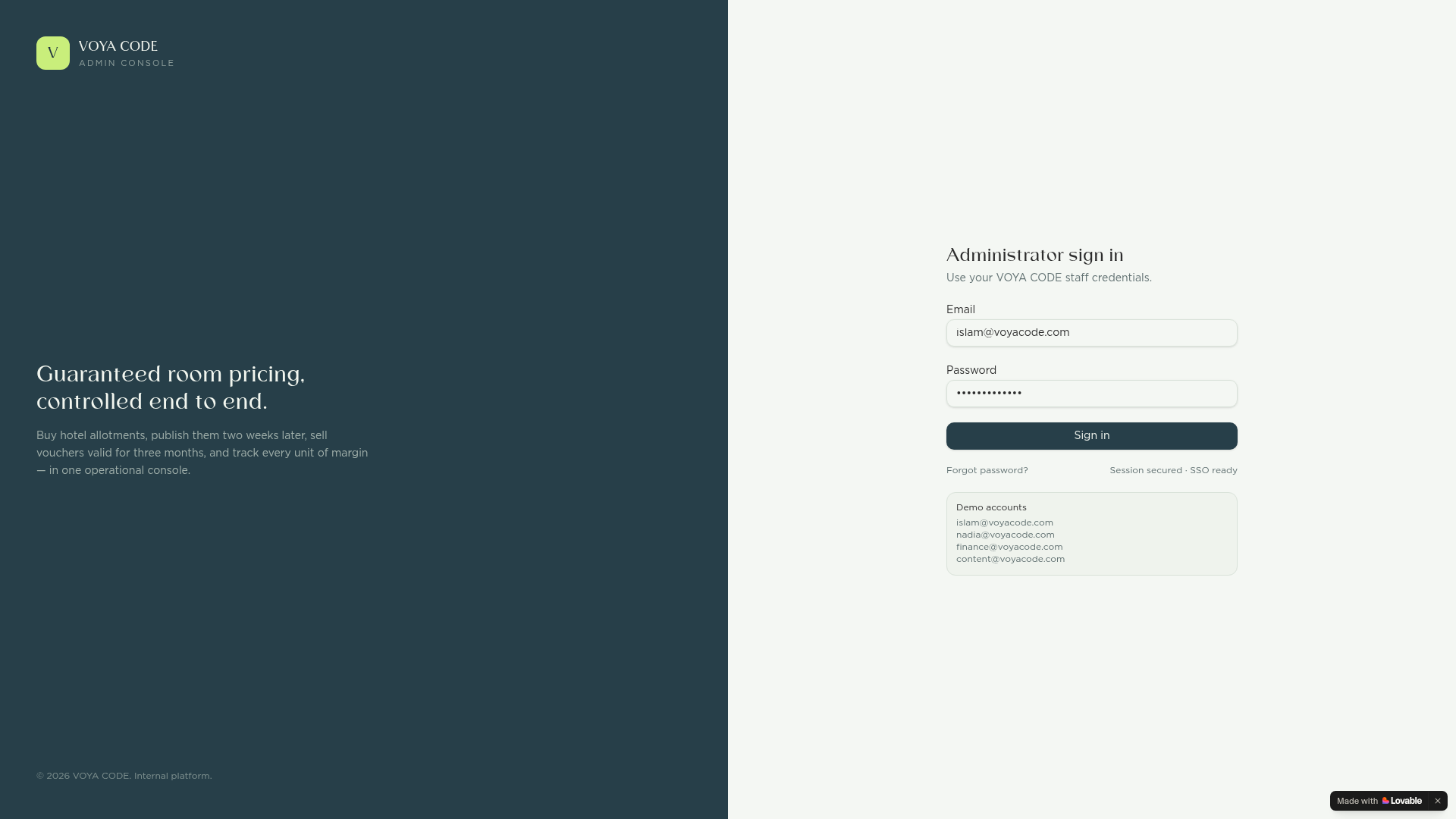 Voya Code live product interface
