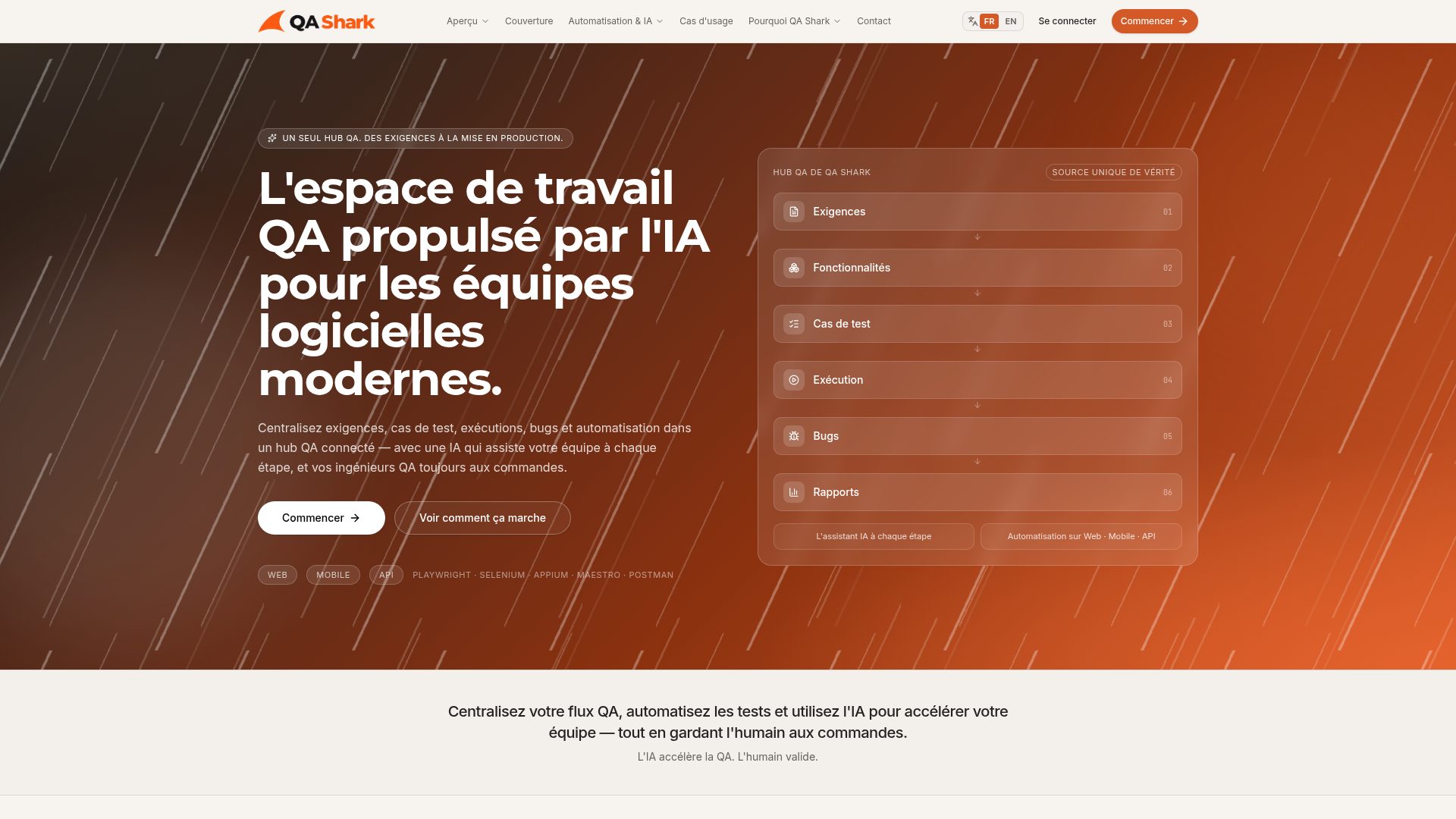 QA Shark live product interface